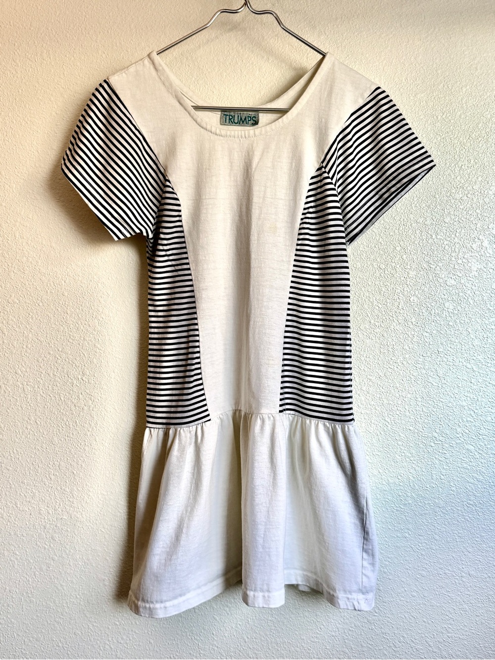Trumps White & Black Stripe Girls' Knit Dress